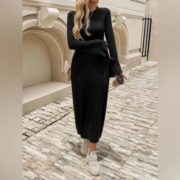 Long sleeve midi dress green - Picture 14 of 15